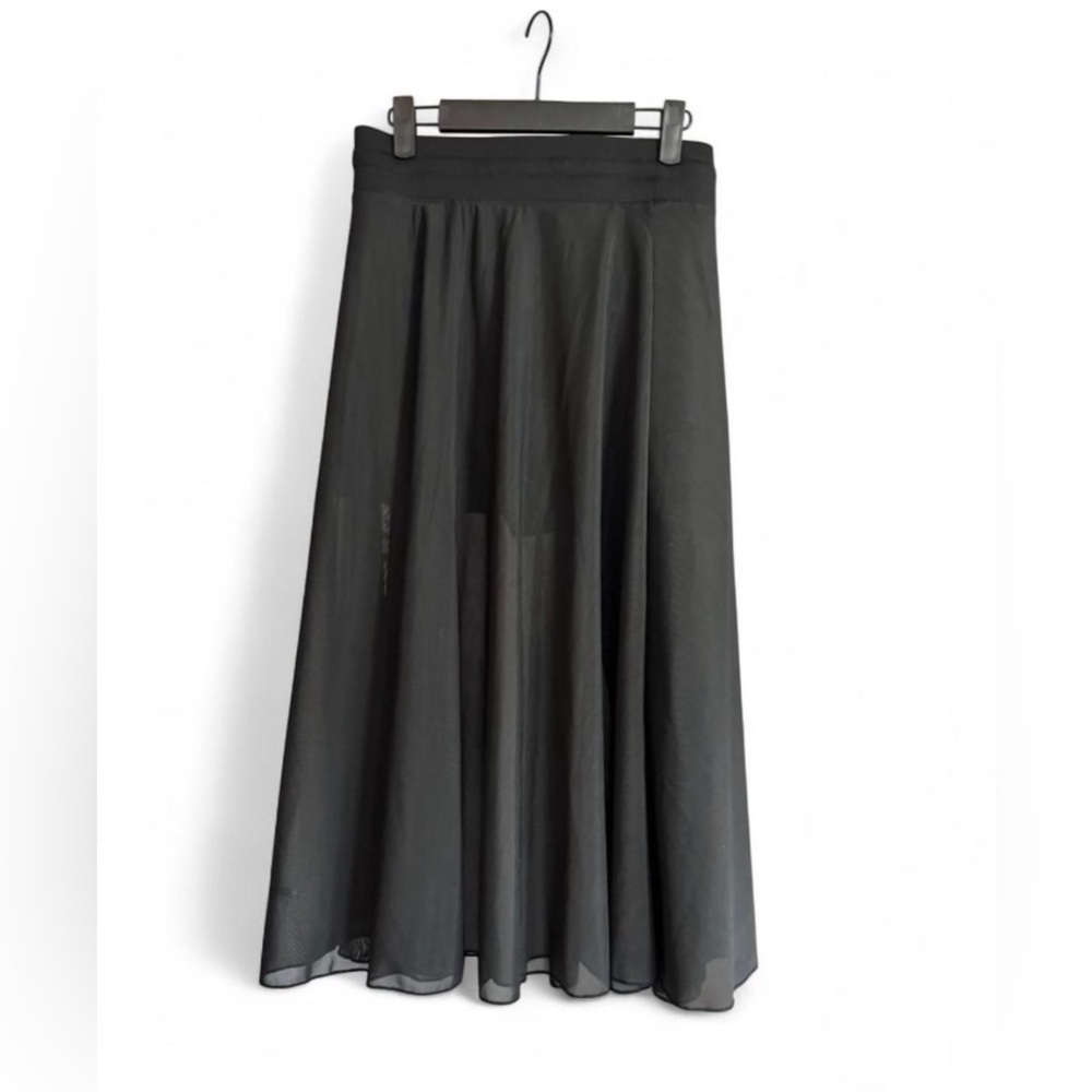 HALARA Black Mesh A-Line Maxi Skirt NWT Size Medium Built in Shorts - Picture 2 of 4
